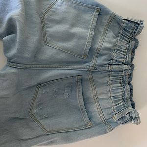 Distressed Paper Bag Waist Denim